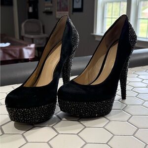 Enzo Angiolini Black Crystal-Embellished Platform Pumps